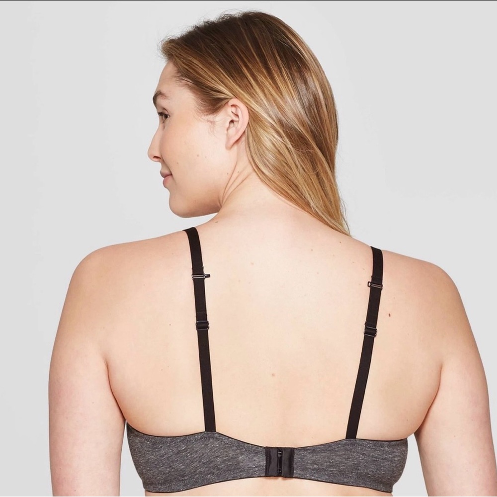 NWT Auden 38B Gray Bra Tshirt Every Day Wire free Wireless Comfy Cotton Lined - Picture 3 of 7